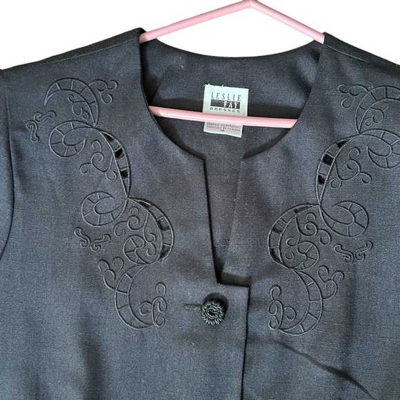 Vintage Leslie Fay - Womens Black Dress Sz 16 - Picture 2 of 6